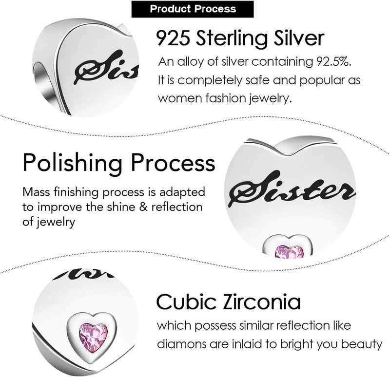 VALGACLS 925 Sterling Silver Family Love Mom Mouse Heart Charms for Bracelets Necklace Valentine's Day Mother's Day Jewelry Charm for Women - Image 5